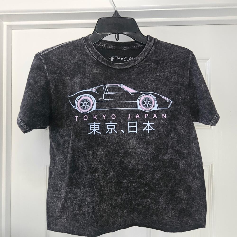 Black Graphic Tee with Car Design